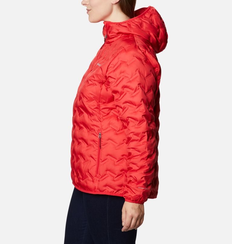 Women's Columbia Delta Ridge Hooded Down Jackets Red | Plus Size CA-JL84C